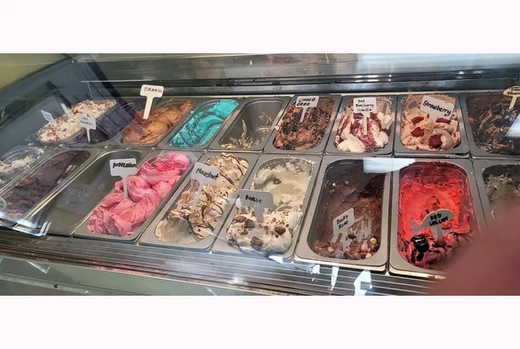 Homemade ice cream display at The Supreme Ice Cream Shoppe, Winnipeg